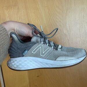 New Balance Gray and White and Cream Athletic Sneakers